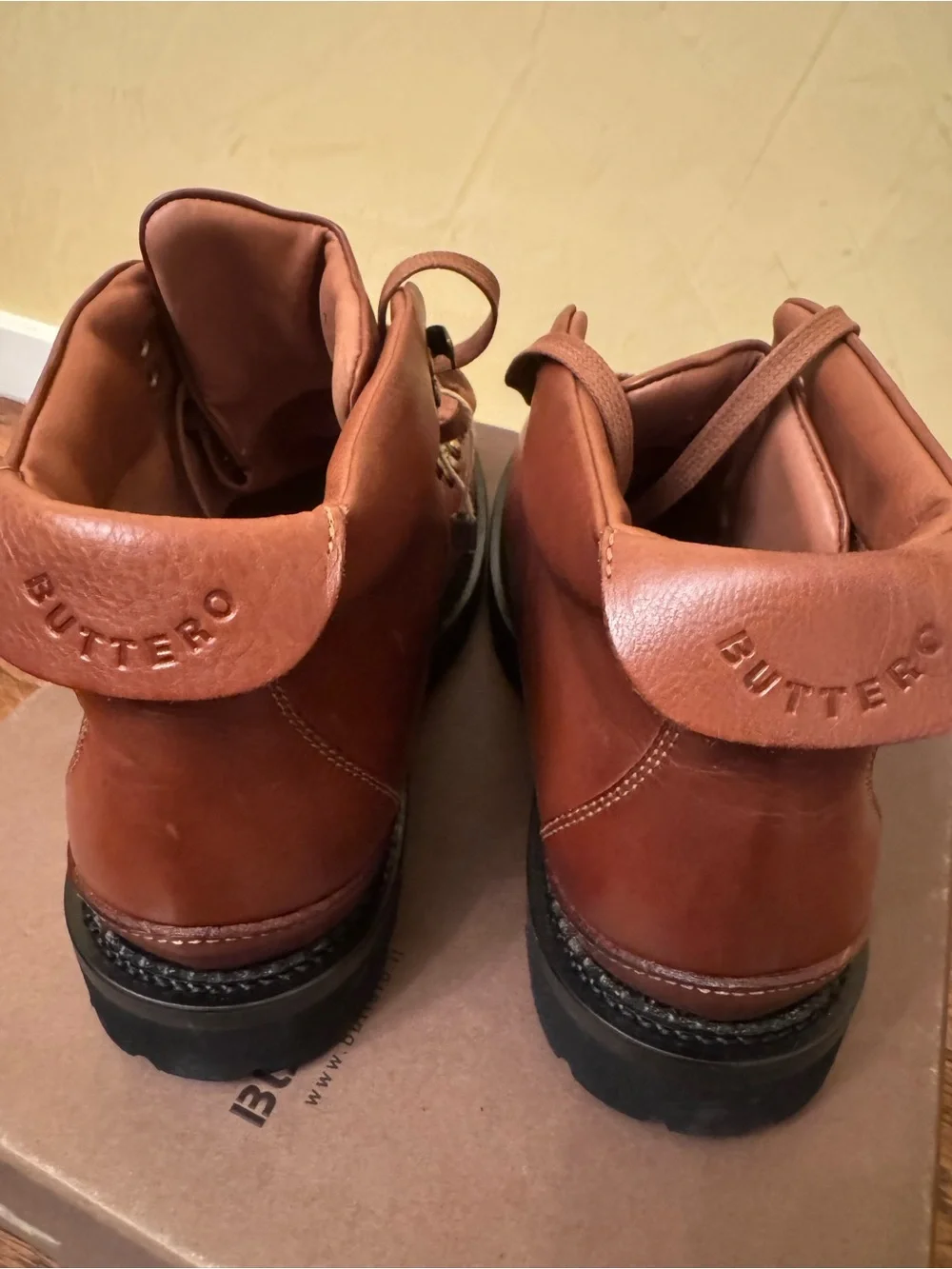 NIB Buttero Zeno Leather Alpine Hiking Boots Brown Cognac Size 41.5